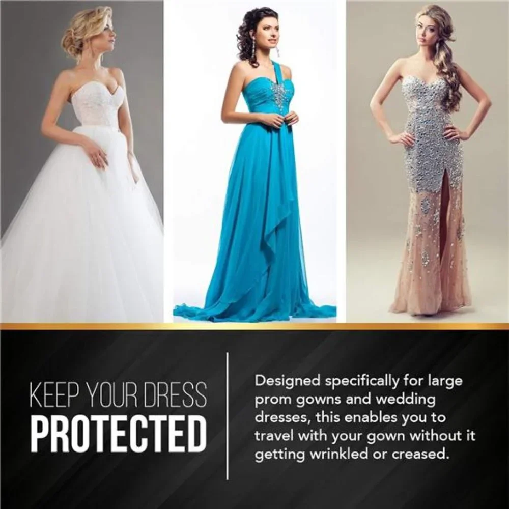 Gown Garment Bag for Women’s Prom & Bridal Wedding Dresses - ID Window -72”x 24”